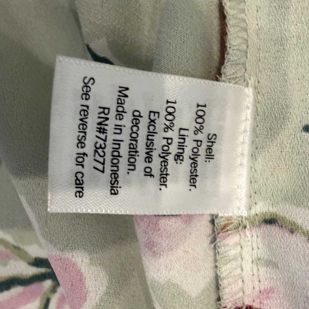 LC Lauren Conrad Size Large Sage Green Floral Faux-Wrap Midi Dress Cottagecore - Picture 14 of 15